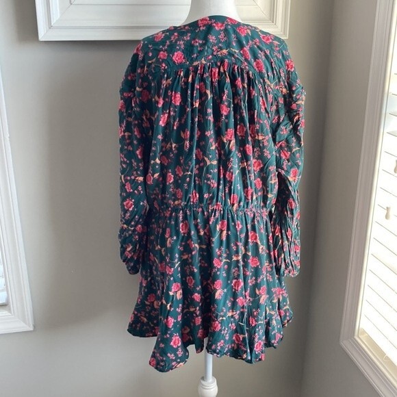 Free People Emerald Flower Fields Mini Boho Dress Small - Picture 6 of 11